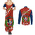 Dominican Republic Independence Day Couples Matching Summer Maxi Dress and Long Sleeve Button Shirt Coat Of Arms With Bayahibe Rose