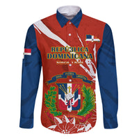 Dominican Republic Independence Day Family Matching Long Sleeve Bodycon Dress and Hawaiian Shirt Coat Of Arms With Bayahibe Rose - Wonder Print Shop