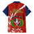 Dominican Republic Independence Day Family Matching Off Shoulder Maxi Dress and Hawaiian Shirt Coat Of Arms With Bayahibe Rose - Wonder Print Shop