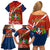 Dominican Republic Independence Day Family Matching Off Shoulder Short Dress and Hawaiian Shirt Coat Of Arms With Bayahibe Rose