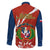 Dominican Republic Independence Day Family Matching Off Shoulder Short Dress and Hawaiian Shirt Coat Of Arms With Bayahibe Rose