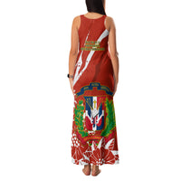 Dominican Republic Independence Day Family Matching Tank Maxi Dress and Hawaiian Shirt Coat Of Arms With Bayahibe Rose - Wonder Print Shop