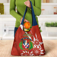 Dominican Republic Independence Day Grocery Bag Coat Of Arms With Bayahibe Rose