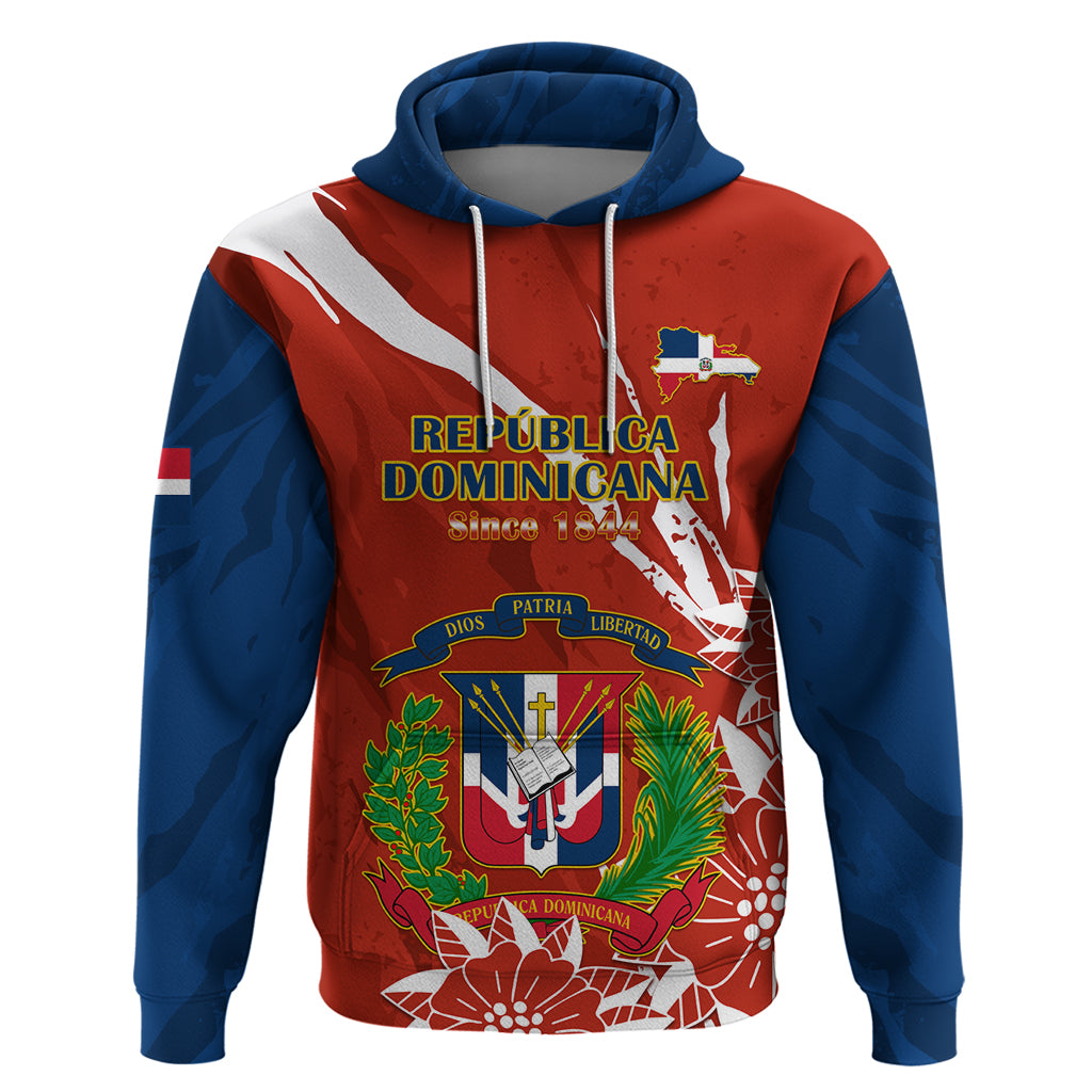 Dominican Republic Independence Day Hoodie Coat Of Arms With Bayahibe Rose