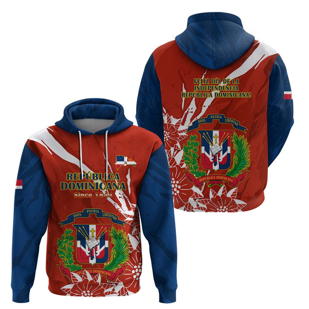 Dominican Republic Independence Day Hoodie Coat Of Arms With Bayahibe Rose - Wonder Print Shop