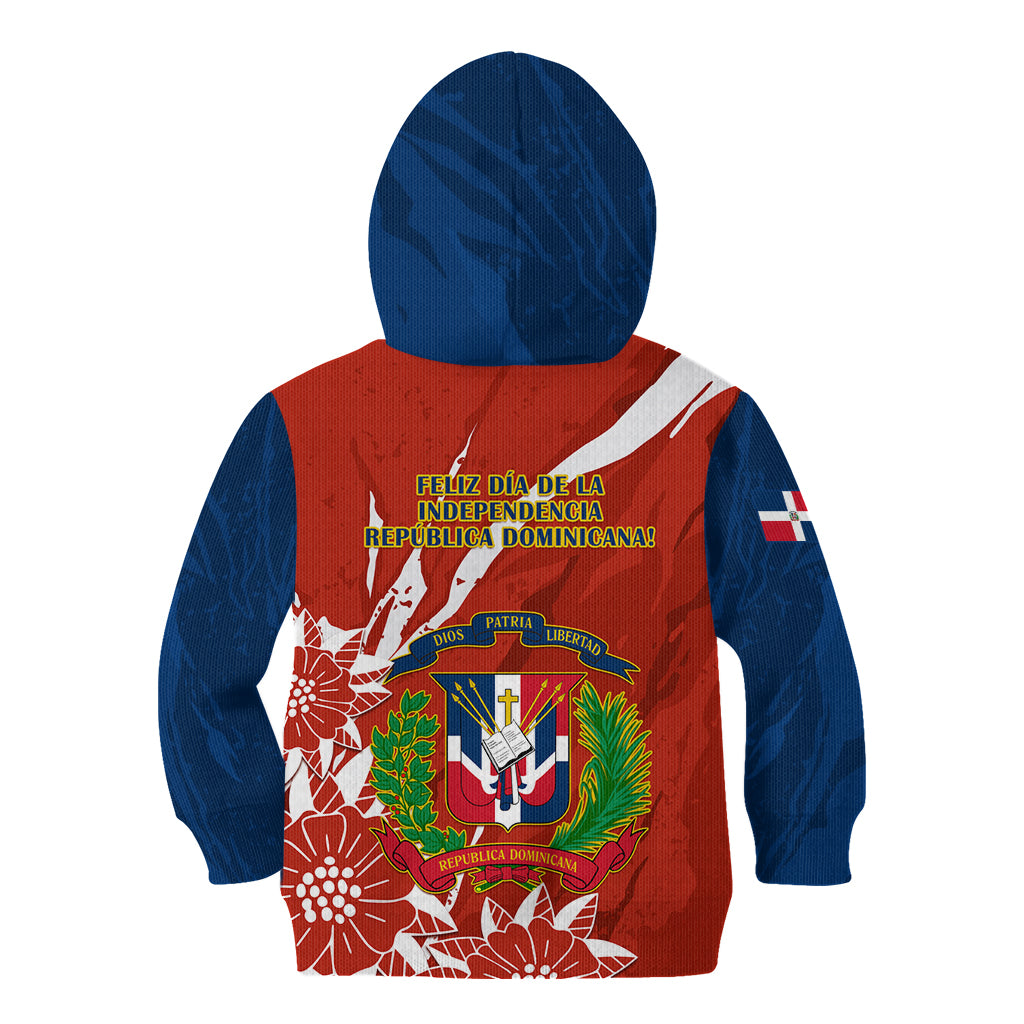 Dominican Republic Independence Day Kid Hoodie Coat Of Arms With Bayahibe Rose - Wonder Print Shop