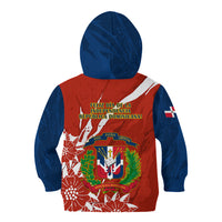 Dominican Republic Independence Day Kid Hoodie Coat Of Arms With Bayahibe Rose - Wonder Print Shop