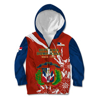 Dominican Republic Independence Day Kid Hoodie Coat Of Arms With Bayahibe Rose - Wonder Print Shop