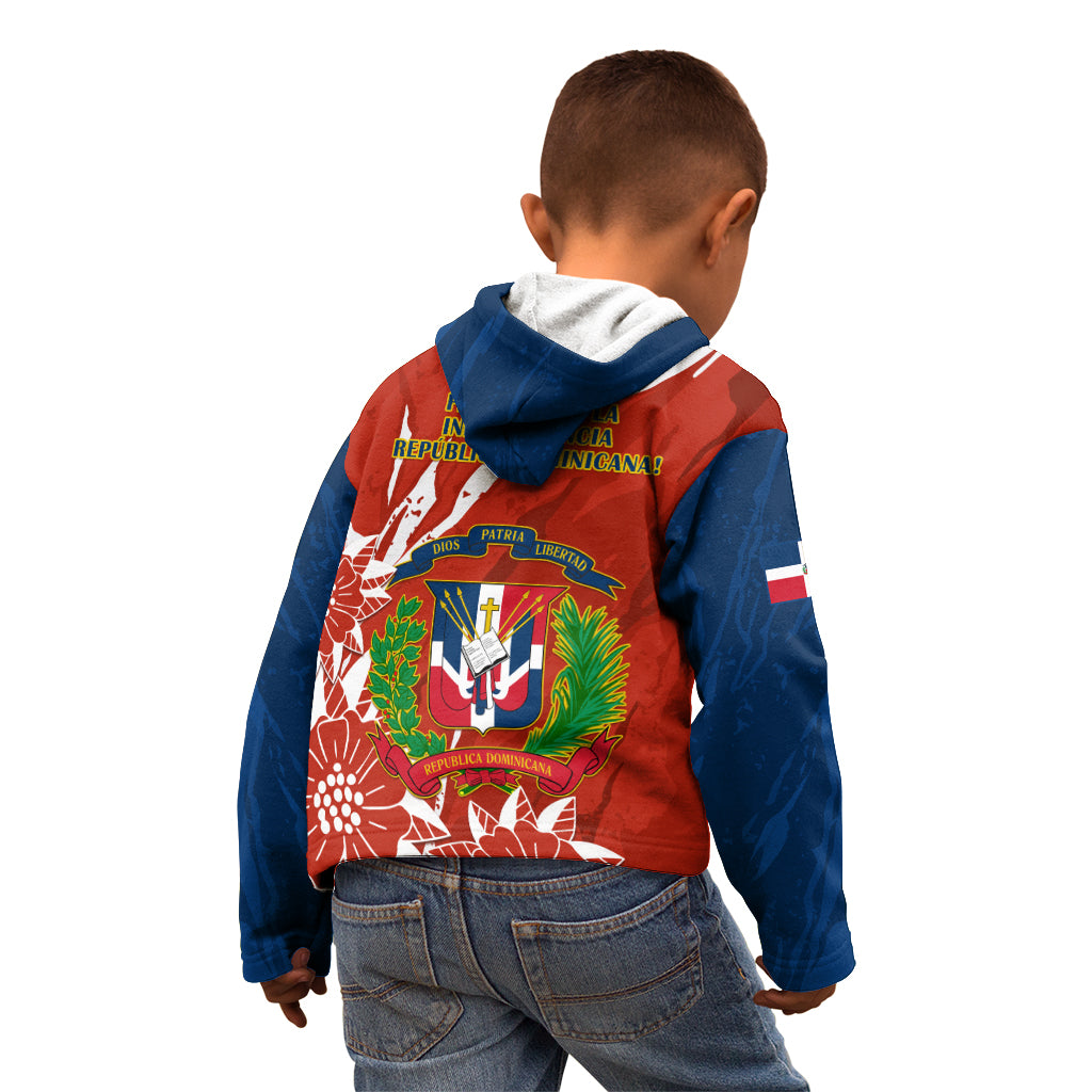 Dominican Republic Independence Day Kid Hoodie Coat Of Arms With Bayahibe Rose - Wonder Print Shop