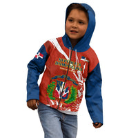 Dominican Republic Independence Day Kid Hoodie Coat Of Arms With Bayahibe Rose - Wonder Print Shop