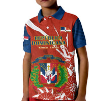 Dominican Republic Independence Day Kid Polo Shirt Coat Of Arms With Bayahibe Rose - Wonder Print Shop