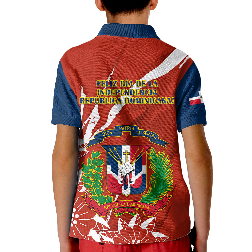 Dominican Republic Independence Day Kid Polo Shirt Coat Of Arms With Bayahibe Rose - Wonder Print Shop