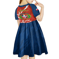 Dominican Republic Independence Day Kid Short Sleeve Dress Coat Of Arms With Bayahibe Rose - Wonder Print Shop
