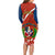 Dominican Republic Independence Day Long Sleeve Bodycon Dress Coat Of Arms With Bayahibe Rose