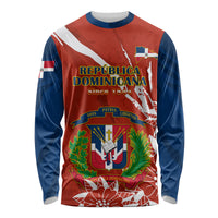 Dominican Republic Independence Day Long Sleeve Shirt Coat Of Arms With Bayahibe Rose - Wonder Print Shop
