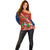 Dominican Republic Independence Day Off Shoulder Sweater Coat Of Arms With Bayahibe Rose