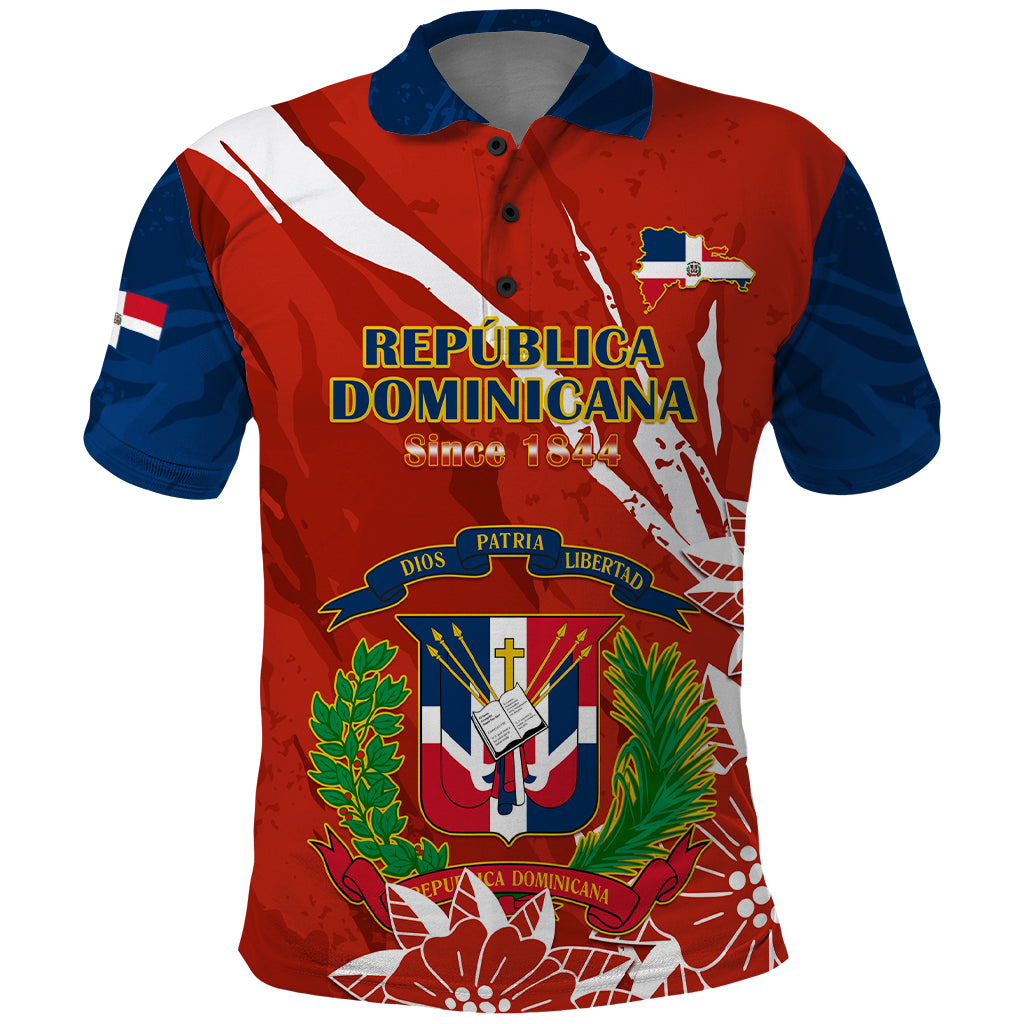 Dominican Republic Independence Day Polo Shirt Coat Of Arms With Bayahibe Rose