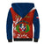 Dominican Republic Independence Day Sherpa Hoodie Coat Of Arms With Bayahibe Rose