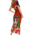 Dominican Republic Independence Day Short Sleeve Bodycon Dress Coat Of Arms With Bayahibe Rose - Wonder Print Shop