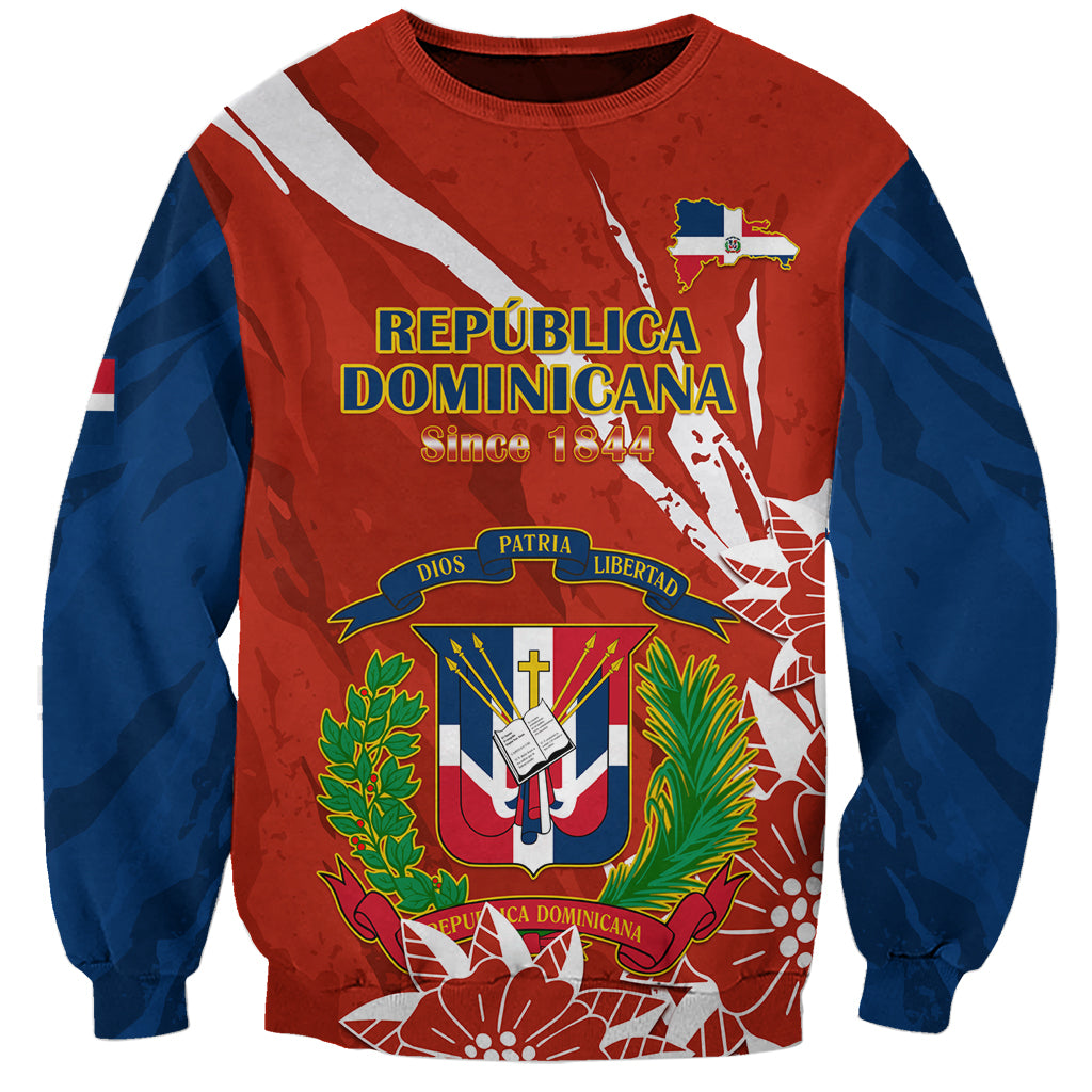 Dominican Republic Independence Day Sweatshirt Coat Of Arms With Bayahibe Rose
