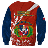 Dominican Republic Independence Day Sweatshirt Coat Of Arms With Bayahibe Rose - Wonder Print Shop