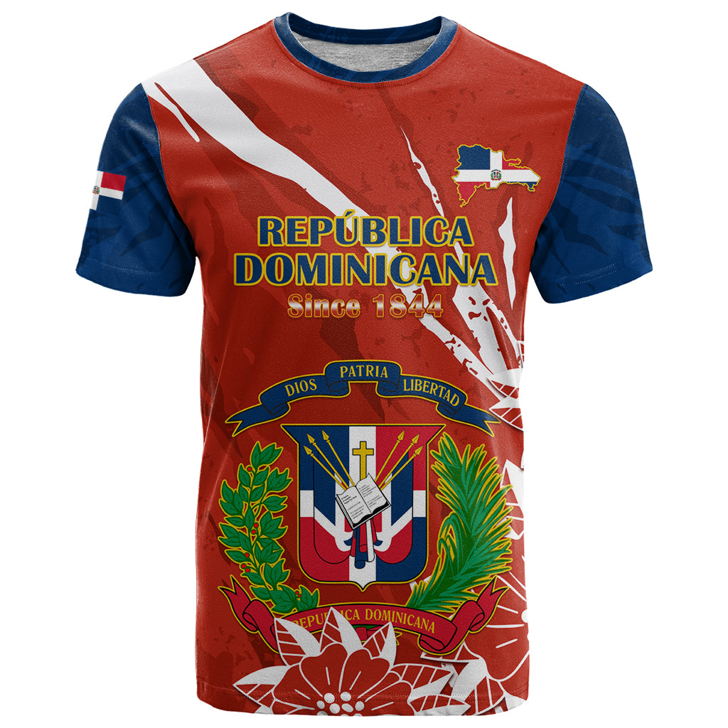 Dominican Republic Independence Day T Shirt Coat Of Arms With Bayahibe Rose