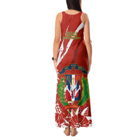 Dominican Republic Independence Day Tank Maxi Dress Coat Of Arms With Bayahibe Rose - Wonder Print Shop