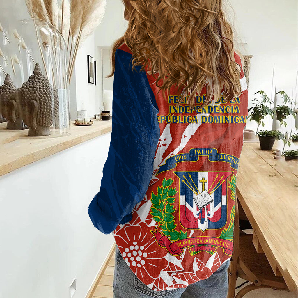 Dominican Republic Independence Day Women Casual Shirt Coat Of Arms With Bayahibe Rose - Wonder Print Shop