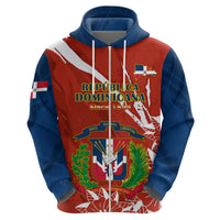 Dominican Republic Independence Day Zip Hoodie Coat Of Arms With Bayahibe Rose - Wonder Print Shop