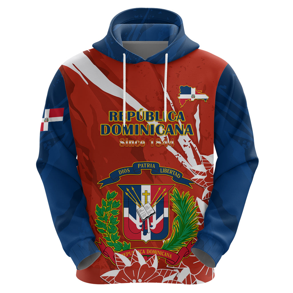 Dominican Republic Independence Day Zip Hoodie Coat Of Arms With Bayahibe Rose - Wonder Print Shop