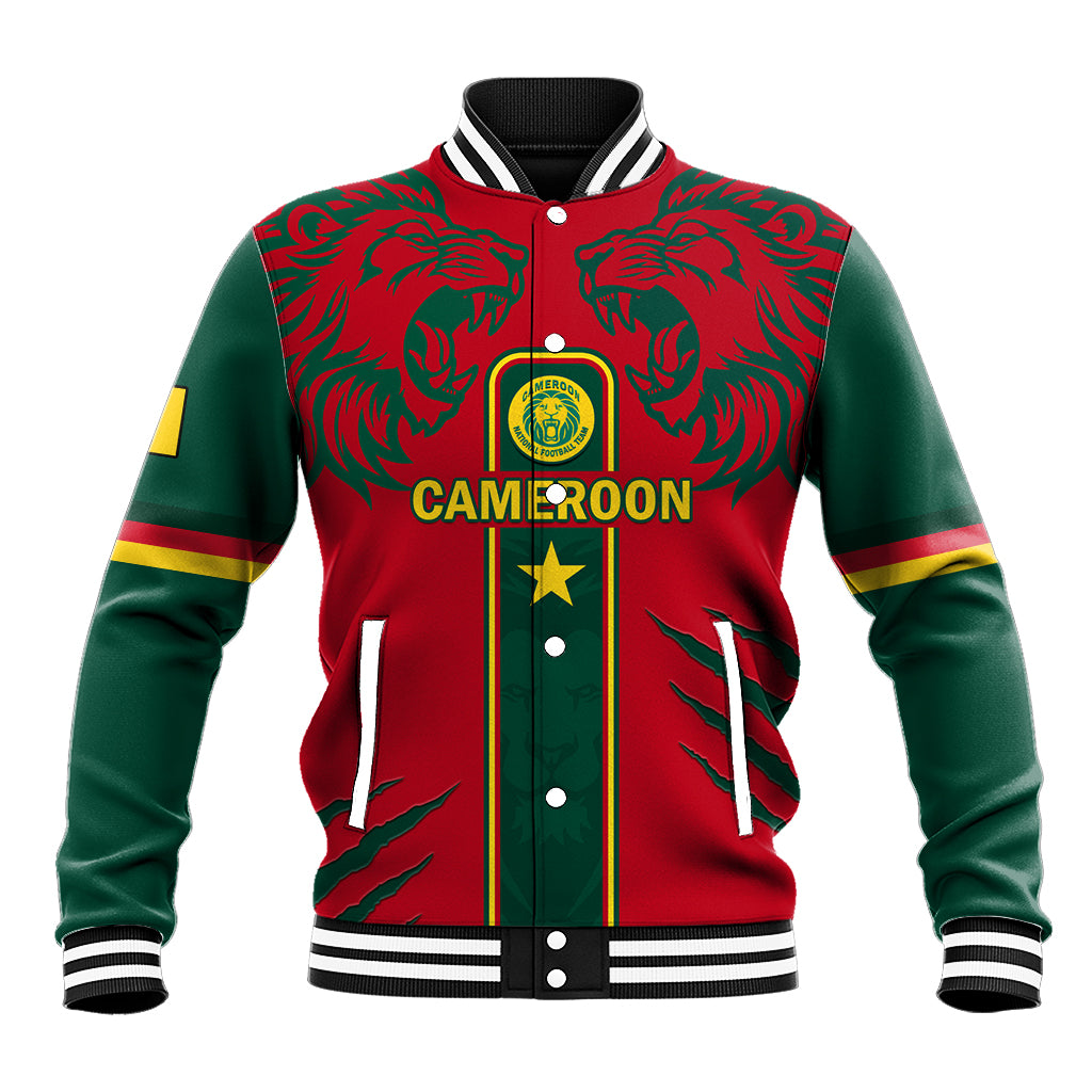 Custom Cameroon Football Baseball Jacket 2024 African Nations Go Champions Lion Style