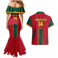 Custom Cameroon Football Couples Matching Mermaid Dress and Hawaiian Shirt 2024 African Nations Go Champions Lion Style - Wonder Print Shop