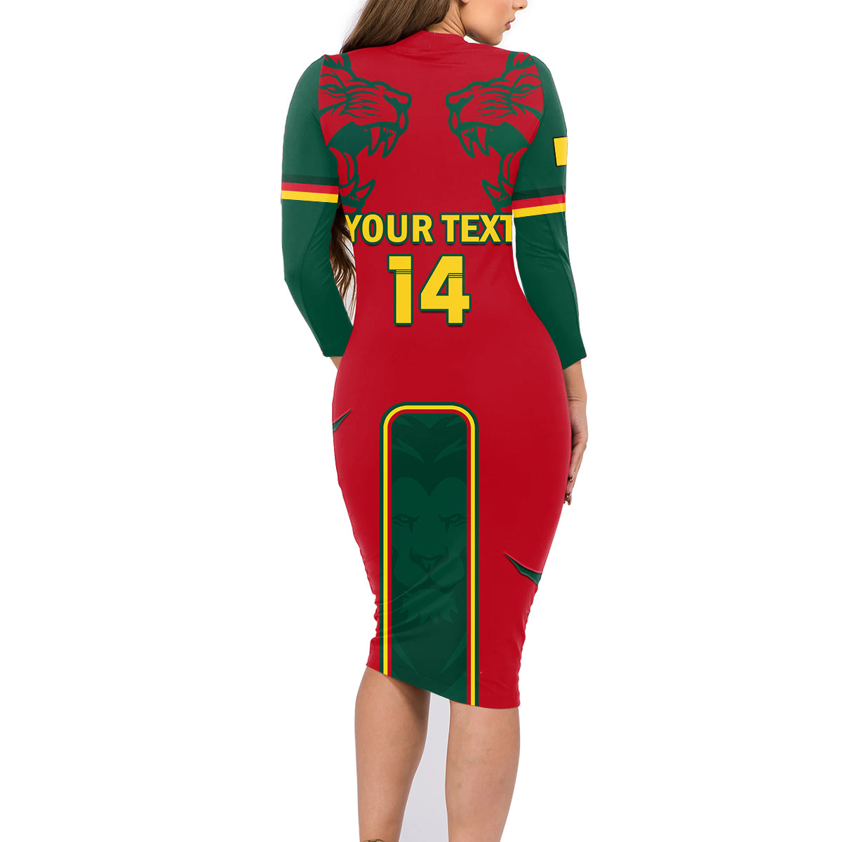 Custom Cameroon Football Family Matching Long Sleeve Bodycon Dress and Hawaiian Shirt 2024 African Nations Go Champions Lion Style - Wonder Print Shop