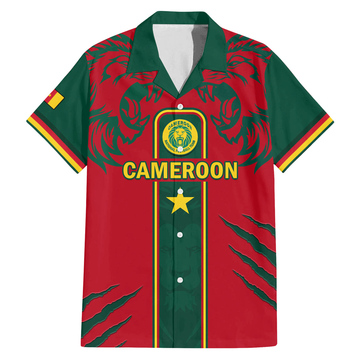 Custom Cameroon Football Family Matching Mermaid Dress and Hawaiian Shirt 2024 African Nations Go Champions Lion Style - Wonder Print Shop