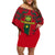 Custom Cameroon Football Family Matching Off Shoulder Short Dress and Hawaiian Shirt 2024 African Nations Go Champions Lion Style - Wonder Print Shop