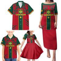 Custom Cameroon Football Family Matching Puletasi and Hawaiian Shirt 2024 African Nations Go Champions Lion Style - Wonder Print Shop