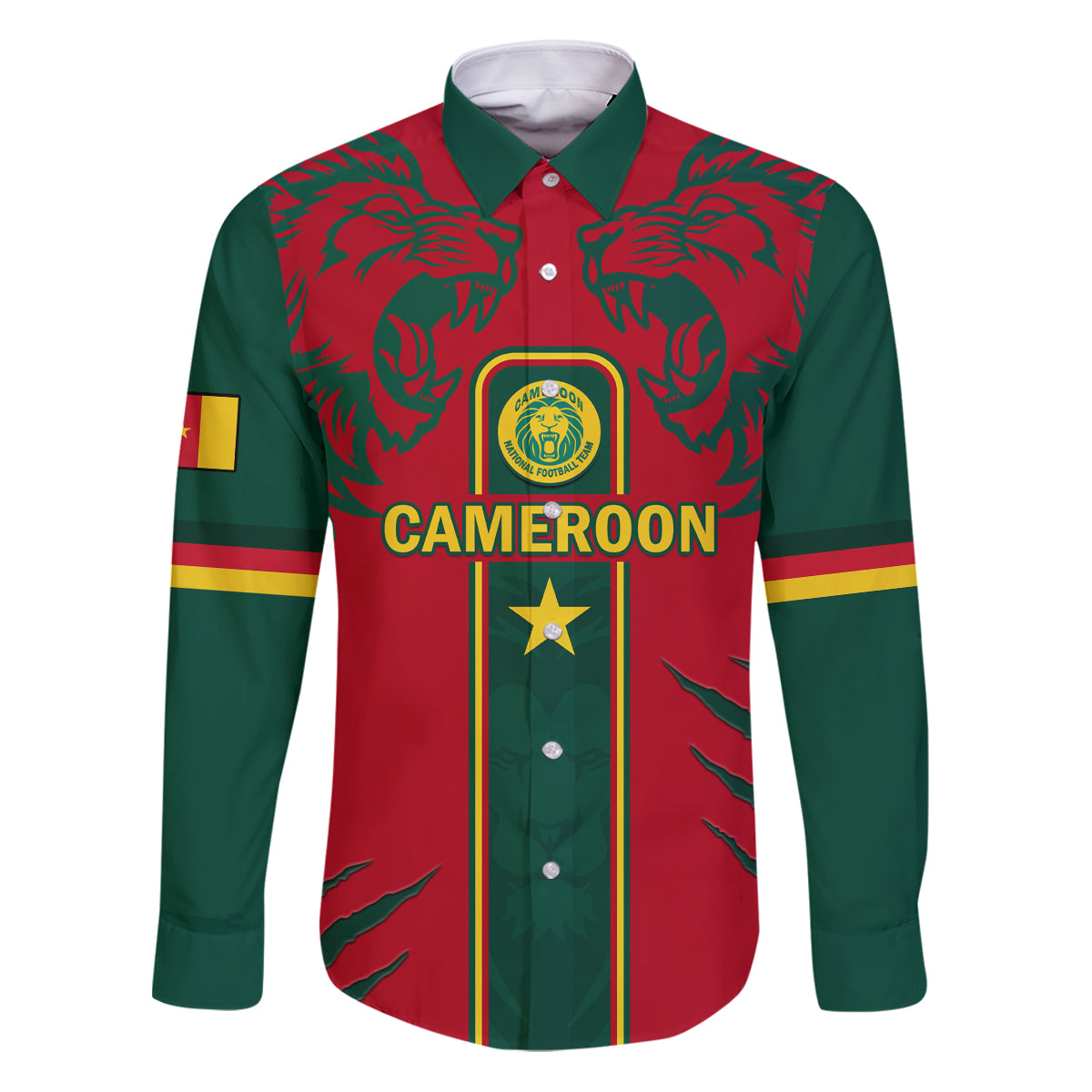 Custom Cameroon Football Family Matching Puletasi and Hawaiian Shirt 2024 African Nations Go Champions Lion Style - Wonder Print Shop