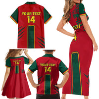 Custom Cameroon Football Family Matching Short Sleeve Bodycon Dress and Hawaiian Shirt 2024 African Nations Go Champions Lion Style - Wonder Print Shop