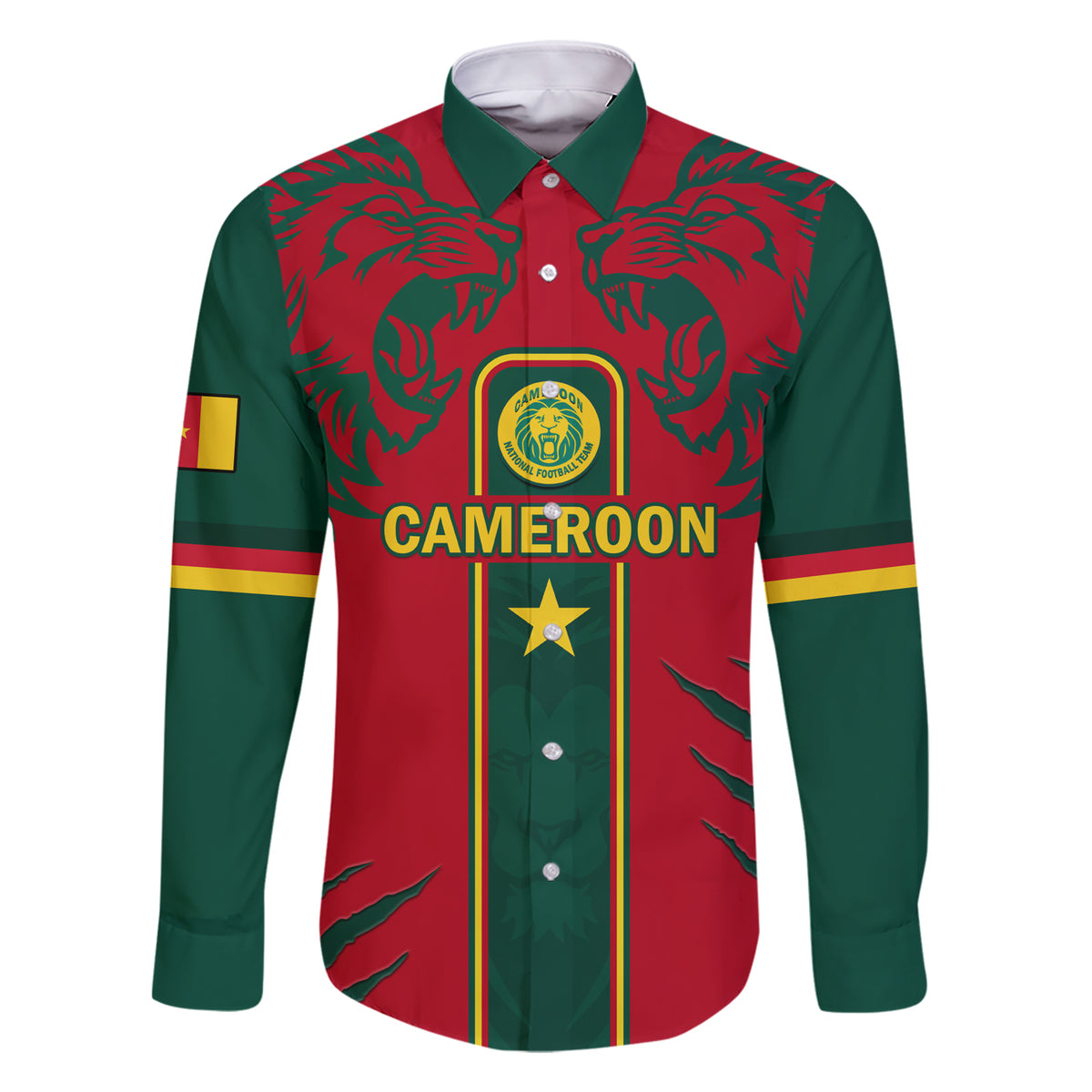 Custom Cameroon Football Family Matching Short Sleeve Bodycon Dress and Hawaiian Shirt 2024 African Nations Go Champions Lion Style - Wonder Print Shop