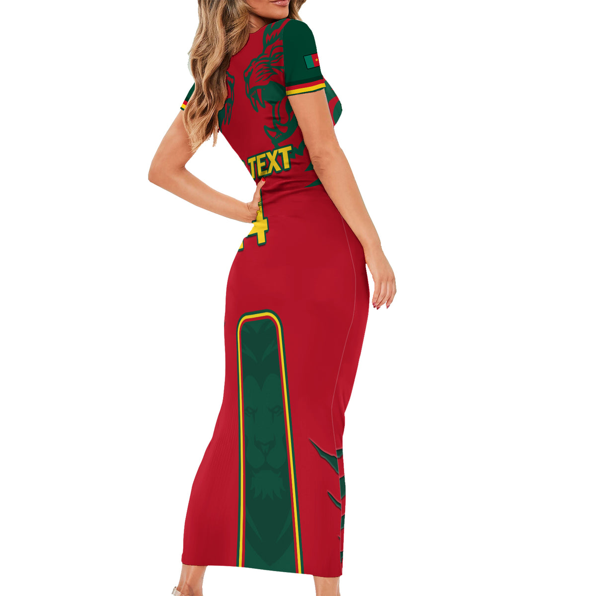 Custom Cameroon Football Family Matching Short Sleeve Bodycon Dress and Hawaiian Shirt 2024 African Nations Go Champions Lion Style - Wonder Print Shop
