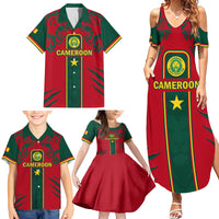 Custom Cameroon Football Family Matching Summer Maxi Dress and Hawaiian Shirt 2024 African Nations Go Champions Lion Style - Wonder Print Shop