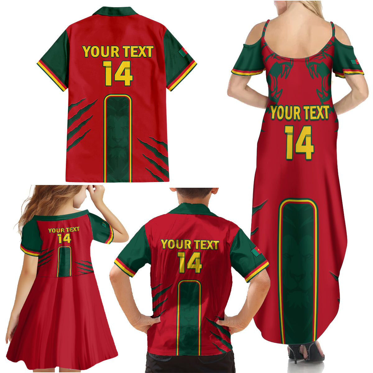Custom Cameroon Football Family Matching Summer Maxi Dress and Hawaiian Shirt 2024 African Nations Go Champions Lion Style - Wonder Print Shop