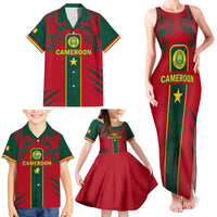 Custom Cameroon Football Family Matching Tank Maxi Dress and Hawaiian Shirt 2024 African Nations Go Champions Lion Style - Wonder Print Shop