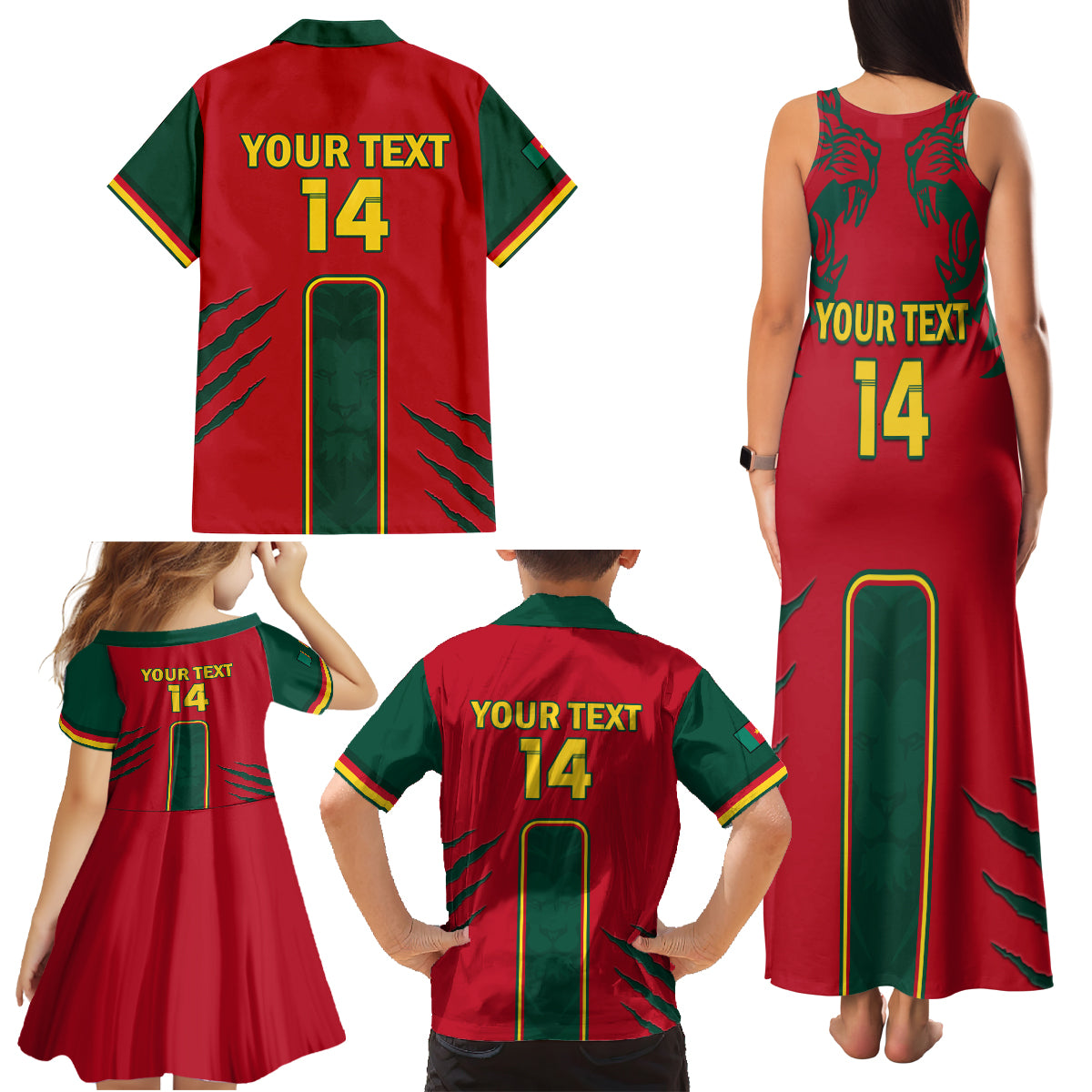 Custom Cameroon Football Family Matching Tank Maxi Dress and Hawaiian Shirt 2024 African Nations Go Champions Lion Style - Wonder Print Shop