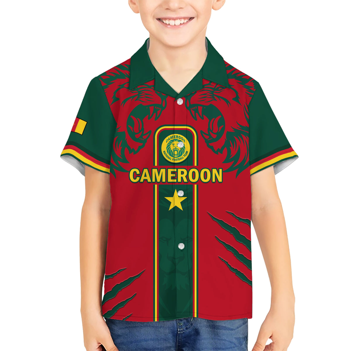 Custom Cameroon Football Hawaiian Shirt 2024 African Nations Go Champions Lion Style - Wonder Print Shop