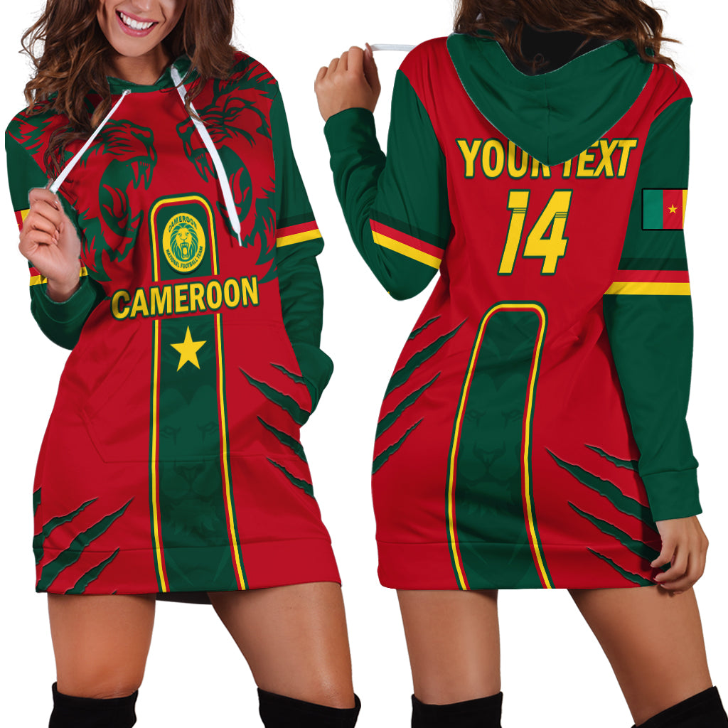 Custom Cameroon Football Hoodie Dress 2024 African Nations Go Champions Lion Style - Wonder Print Shop