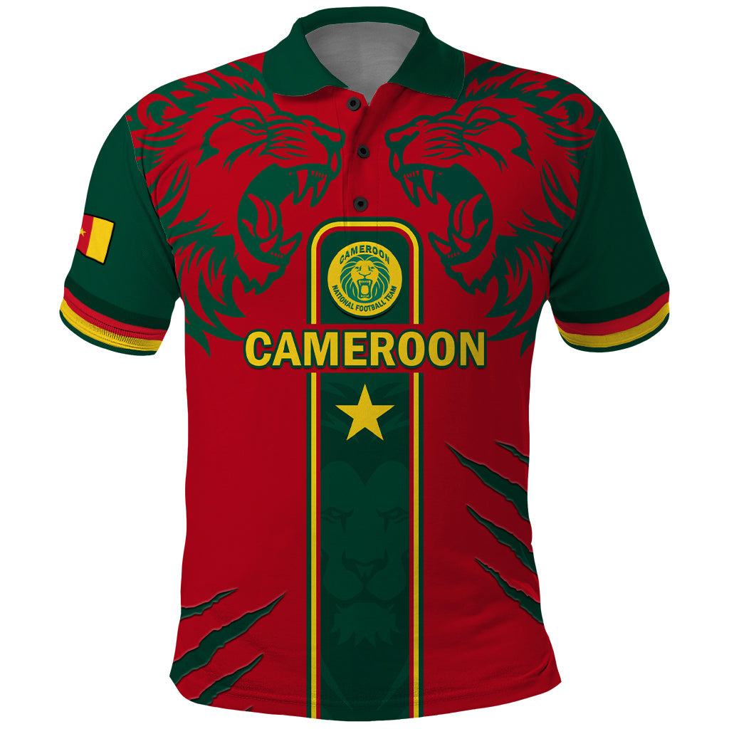 Custom Cameroon Football Polo Shirt 2024 African Nations Go Champions Lion Style - Wonder Print Shop
