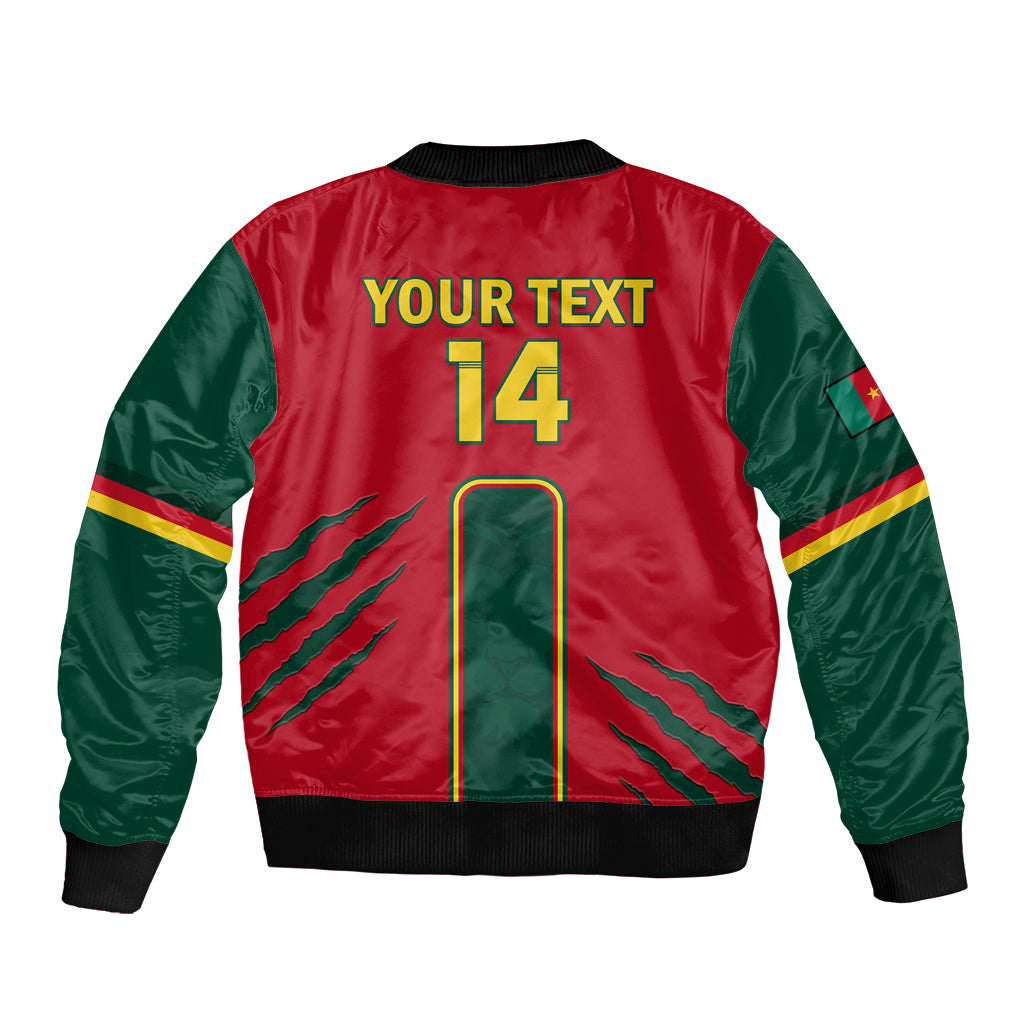 Custom Cameroon Football Sleeve Zip Bomber Jacket 2024 African Nations Go Champions Lion Style - Wonder Print Shop
