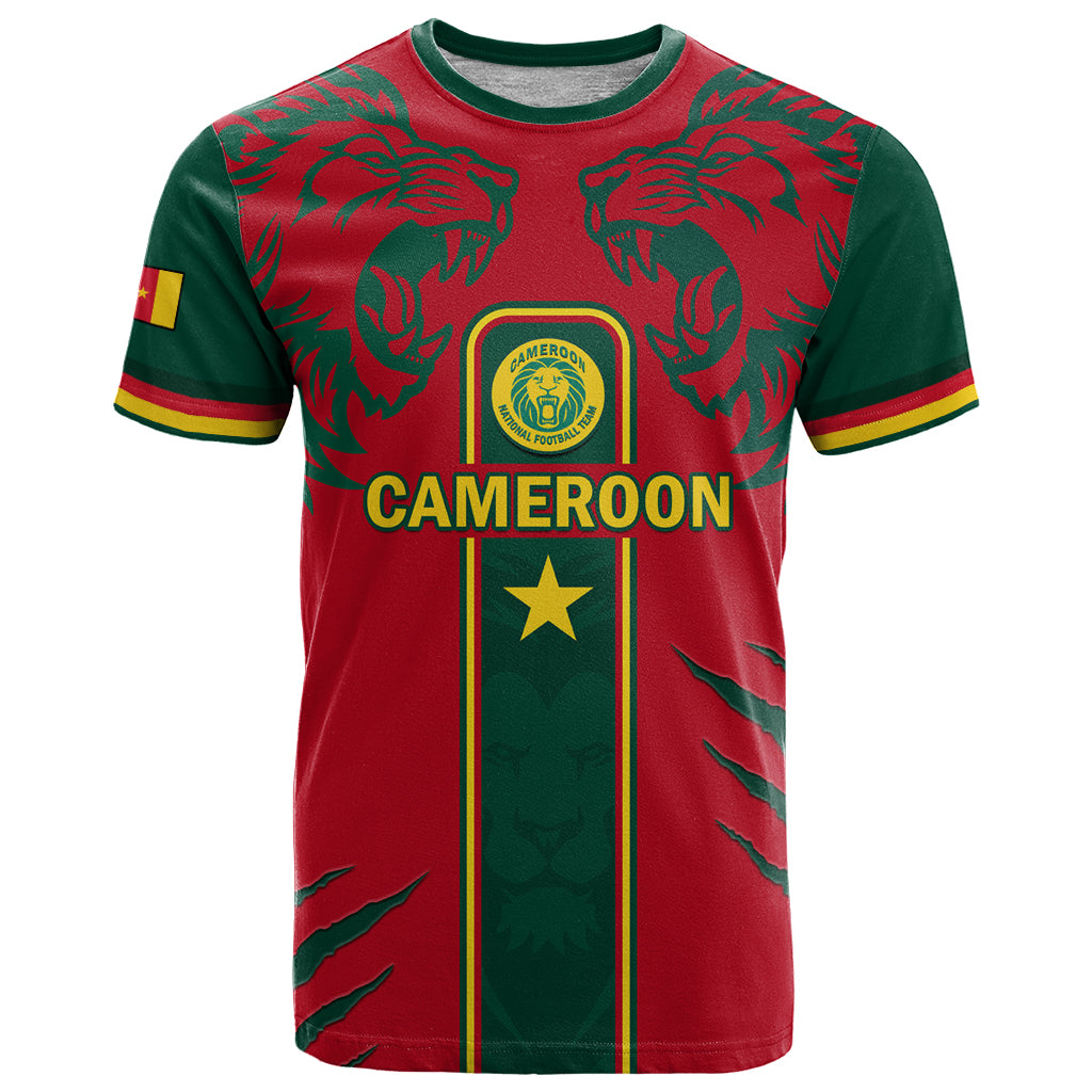 Custom Cameroon Football T Shirt 2024 African Nations Go Champions Lion Style