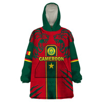 Custom Cameroon Football Wearable Blanket Hoodie 2024 African Nations Go Champions Lion Style - Wonder Print Shop